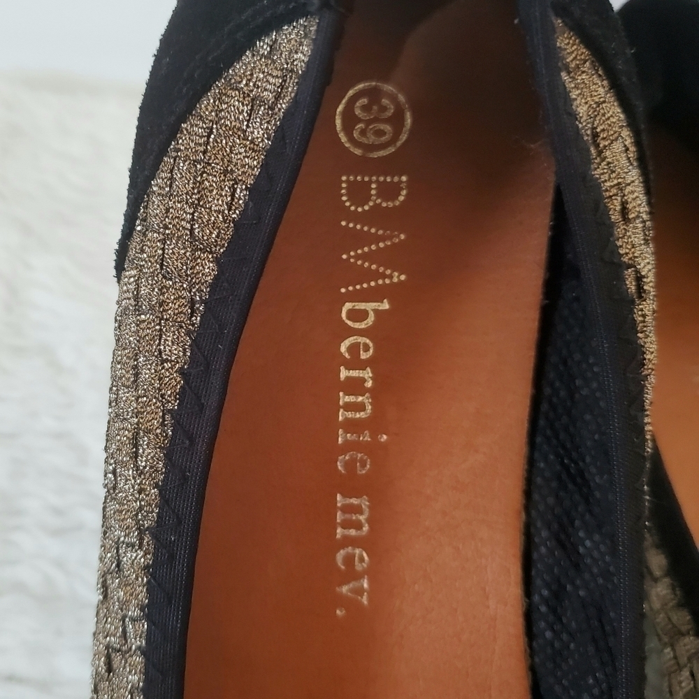 Bernie Mev Bella Me Gold Blk Flat Slip-On Loafers Sz 39 or 8.5/9 - Picture 14 of 15